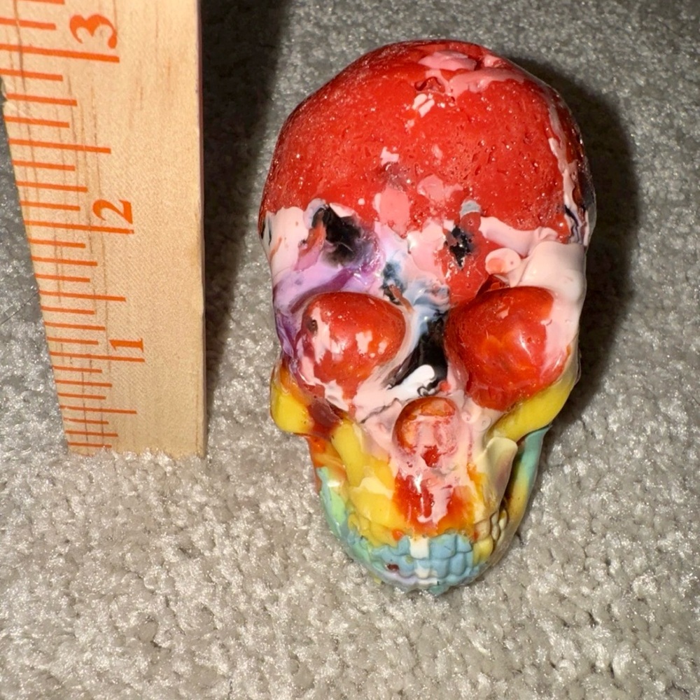 Super Cool Medium Size Skull Melted Filament Colorful Skull Decor